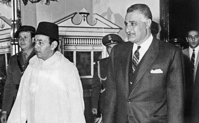L'ancien raïs égyptien Gamal Abdel Nasser et le roi marocain Hassan II