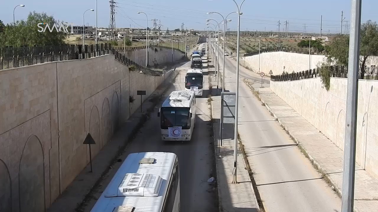 50 bus se sont dirigés vers les deux localité loyalistes de Kfarya et Fouaa dans la province nord d'Idleb