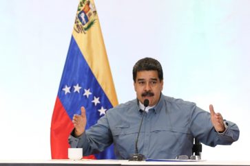 Venezuela's President Nicolas Maduro speaks during a meeting with members of the PSUV in Caracas