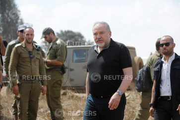 Israeli Defence Minister Avigdor Lieberman is seen during his visit at an army drill in the Israeli-occupied Golan Heights