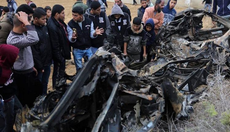 Les débris de la voiture qui transportait le commando israélien