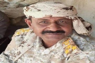 Le général de brigade Salih Balaid al-Marqashi, commandant des opérations pro-Hadi dans le district de Baqim