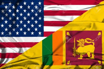 Waving flag of Sri Lanka and USA