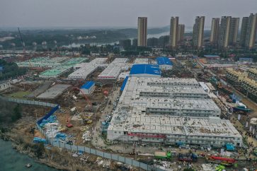WUHAN, CHINA - FEBRUARY 03: Huoshenshan Hospital construction ne