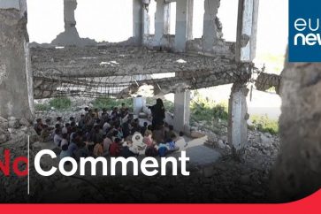 Une des écoles yéménites détruite par les bombardements à Taez