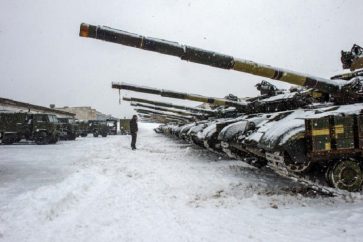 Des tanks de l’armée ukrainienne dans la région de Kharkiv, le 31 janvier.