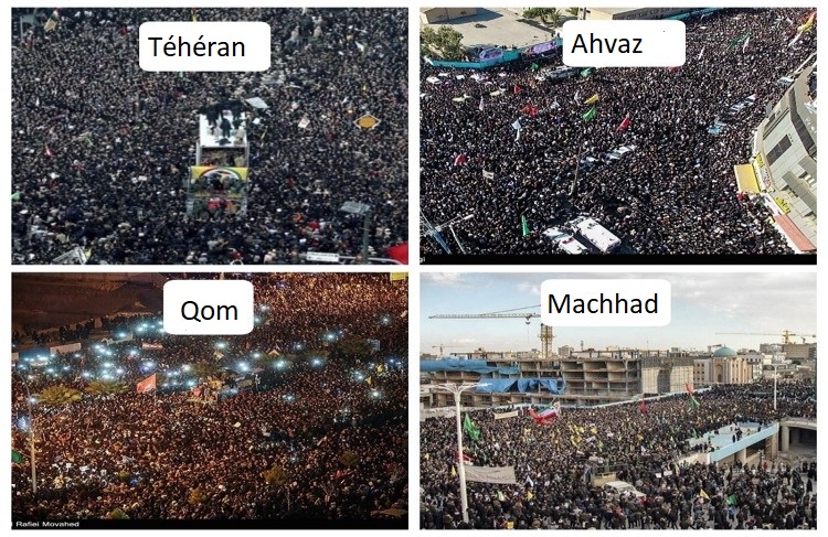 Photos des manifestations de soutien au pouvoir iranien.
"Les manifestations émeutes en Iran se sont estompées de 90%".