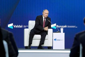 Vladimir Poutine au forum de discussion de Valdaï, le 27 octobre 2022 à Moscou.