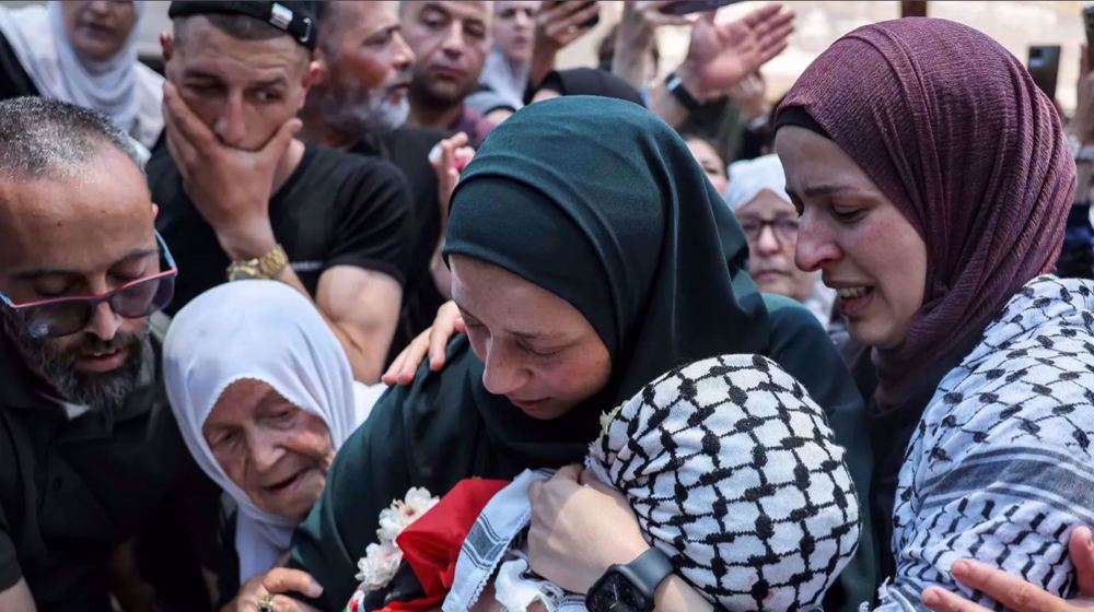 Funérailles de Mohammed al-Tamimi, un garçon palestinien de deux ans et demi tué par l'armée d’occupation israélienne près de Ramallah en Cisjordanie occupée. ©AFP