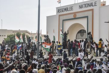 Rassemblement le 30 juillet 2023, devant l'Assemblée nationale à Niamey, de partisans des militaires ayant pris le pouvoir (photo d’illustration).