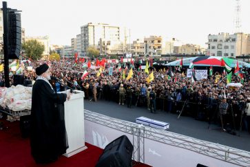Le président iranien Ebrahim Raïssi lors d'un rassemblement en soutien aux Palestiniens de Gaza à Téhéran, le 18 octobre 2023. © President.ir