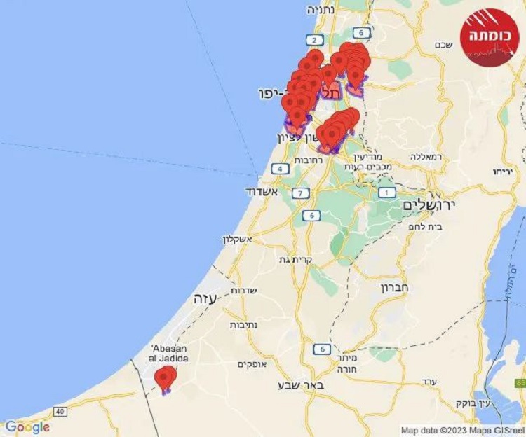 Les colonies et les villes occupées visées par les roquettes palestiniennes