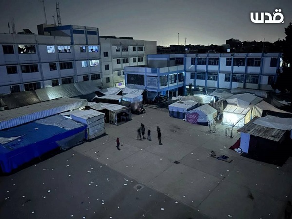Ecole où sont hébergés les déplacés dans la bande de Gaza