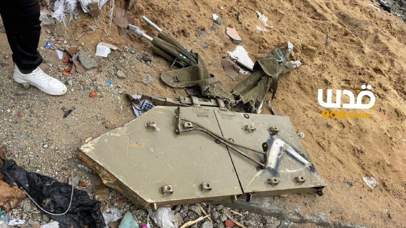 Les restes d'un char israélien détruit à Jabaliya par la résistance