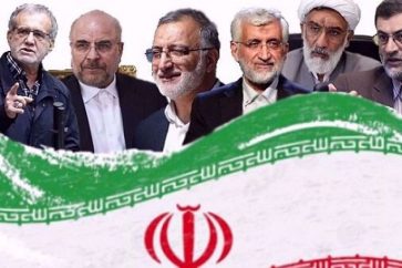 De gauche à droite, Massoud Pezeshkian, Mohammad Baqer Qalibaf, Alireza Zakani, Saïd Jalili, Mostafa Pourmohammadi et Amir-Hossein Qazizadeh Hashemiqui sont les candidats nommés par le ministère iranien de l'Intérieur à la 14e élection présidentielle en Iran. ©ISNA