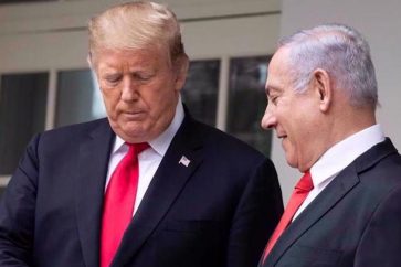 Cette photo d'archives montre le président américain de l'époque, Donald Trump (à gauche), et le Premier ministre israélien Benjamin Netanyahu avant une réunion à la Maison-Blanche à Washington, le 25 mars 2019.