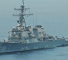 Capture d'écran d'une vidéo de la marine iranienne montrant le destroyer américain USS Fitzgerald en mer d'Oman, le 23 juillet 2025.