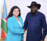 La vice-ministre israélienne des Affaires étrangères Sharren Haskel et le chef de l’État du Soudan du Sud, Salva Kiir.